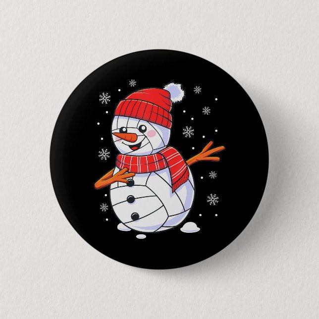 Christmas Dabbing Snowman Volleyball Xmas Dab 2 Inch Round Button (Front)