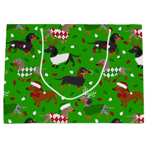 Christmas Dachshund All Coats Large Gift Bag