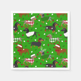 Christmas Dachshund All Coats Napkins
