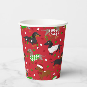 Christmas Dachshund All Coats Paper Cups