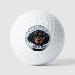 Christmas Dachshund Art Golf Balls