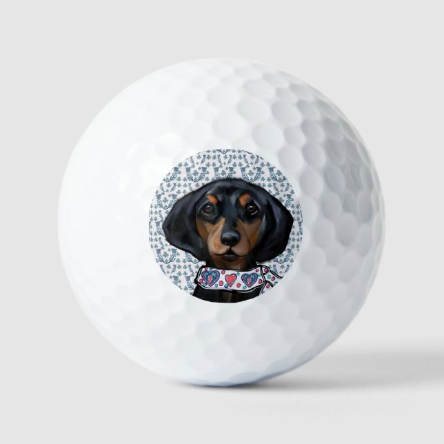 Christmas Dachshund Art     Golf Balls (Front)