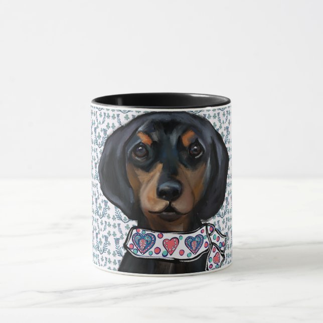 Christmas Dachshund Art     Mug (Center)