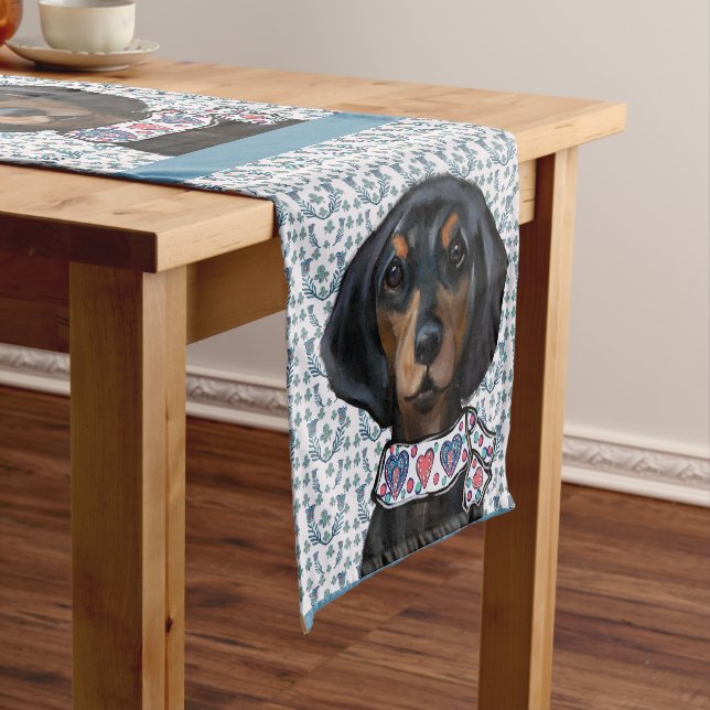 Christmas Dachshund Art     Short Table Runner (In Situ)