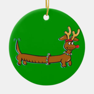 Christmas Dachshund Ceramic Ornament