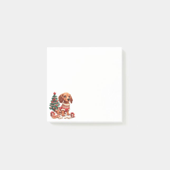 Christmas Dachshund Dog Holiday Cookies Post-it Notes (Front)