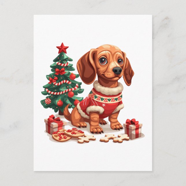 Christmas Dachshund Dog Holiday Cookies Postcard (Front)