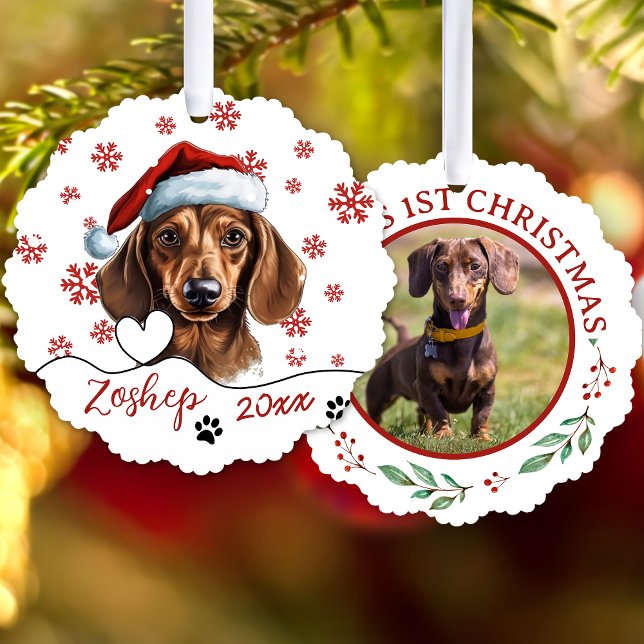 Christmas Dachshund Dog Personalized Ornament Card (Creator Uploaded)
