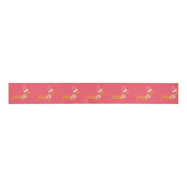 Christmas Dachshund Dog Red Grosgrain Ribbon (Front)