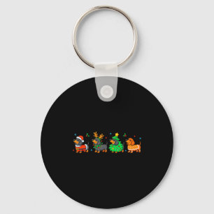 Christmas Dachshund Dog Weenie Merry Woofmas Dog M Keychain
