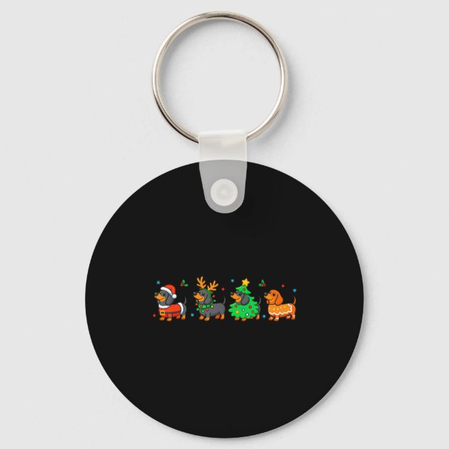 Christmas Dachshund Dog Weenie Merry Woofmas Dog M Keychain (Front)