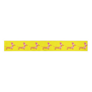 Christmas Dachshund Dog Yellow Grosgrain Ribbon