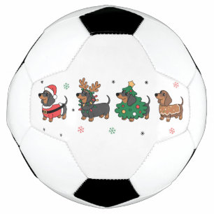 Christmas Dachshund Dogs Cute Holiday Sausage Dog Soccer Ball