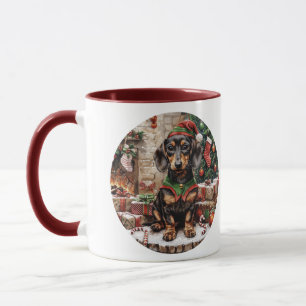 Christmas Dachshund Dogs Elf Mug