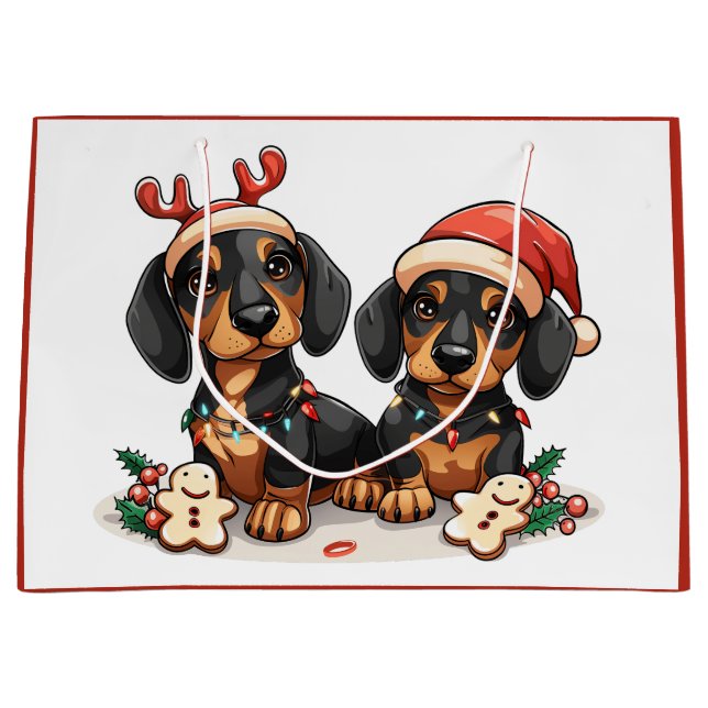 Christmas Dachshund Dogs Large Gift Bag (Front)