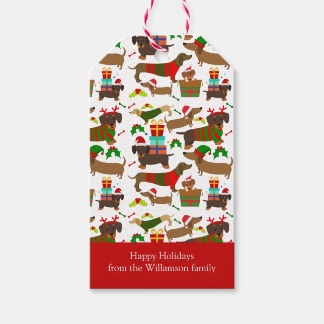 Christmas Dachshund Gift Tags (Front)
