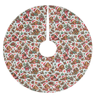 Christmas Dachshund Holiday Mischief Brushed Polyester Tree Skirt