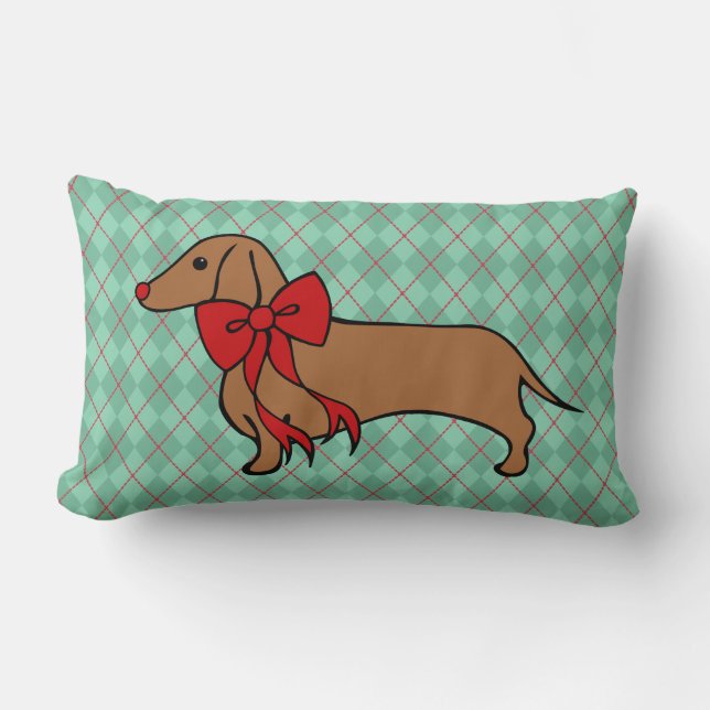Christmas Dachshund Holiday Pillow Gift (Front)