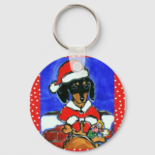 Christmas Dachshund Keychain