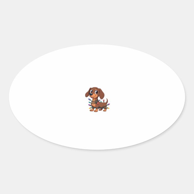Christmas Dachshund Lights (1) Oval Sticker (Front)