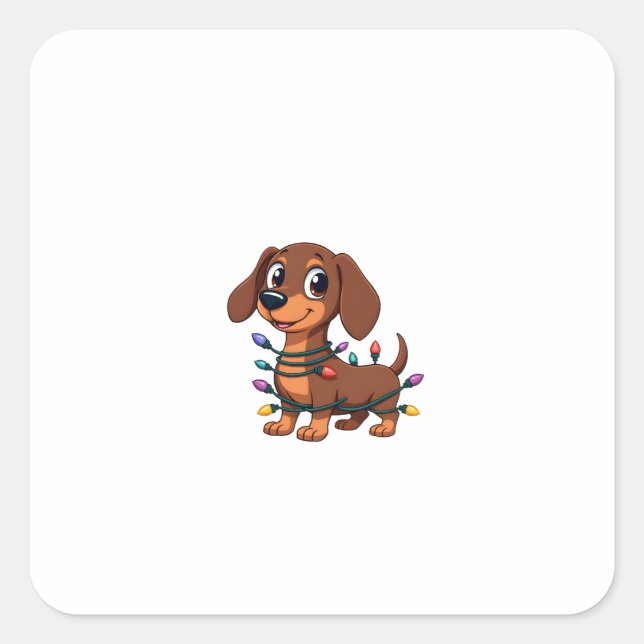 Christmas Dachshund Lights (1) Square Sticker (Front)