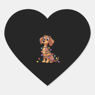 Christmas Dachshund Lights (2) Heart Sticker