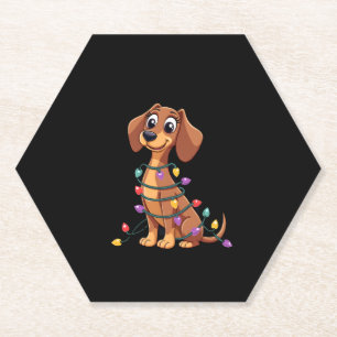 Christmas Dachshund Lights (2) Paper Coaster