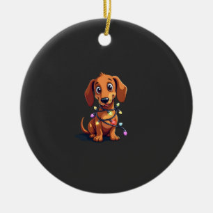 Christmas Dachshund Lights (3) Ceramic Ornament