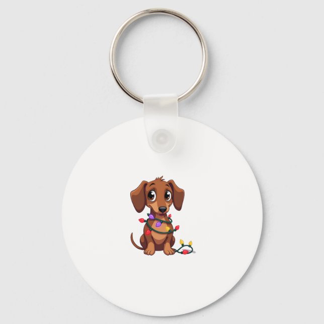 Christmas Dachshund Lights (3) Keychain (Front)
