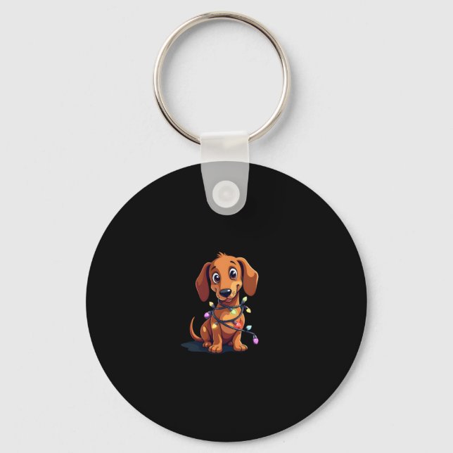 Christmas Dachshund Lights (3) Keychain (Front)