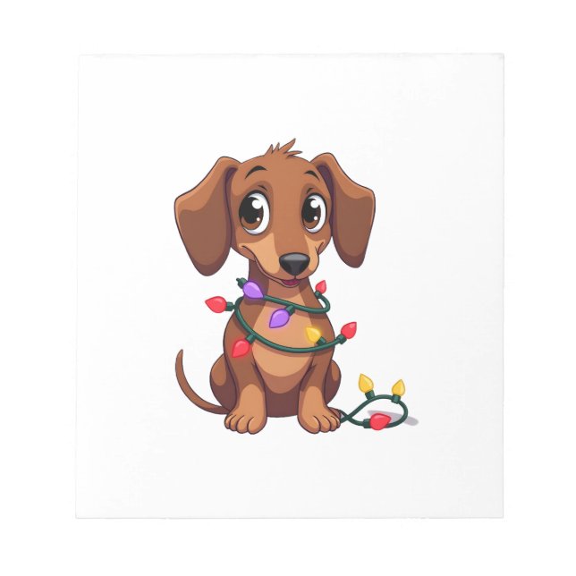 Christmas Dachshund Lights (3) Notepad (Front)