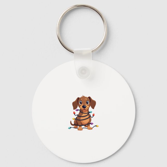 Christmas Dachshund Lights Keychain (Front)