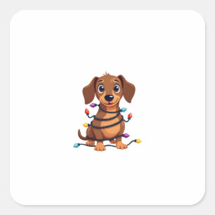 Christmas Dachshund Lights Square Sticker