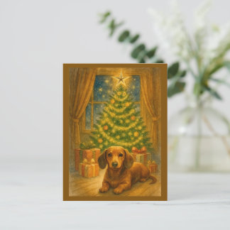 Christmas Dachshund Magic Postcard