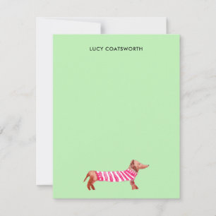 Christmas Dachshund Monogram Cute Boho Dog Lover Card