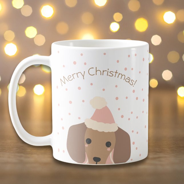 Christmas Dachshund Puppy Dog Editable Colours Coffee Mug (Creator Uploaded)