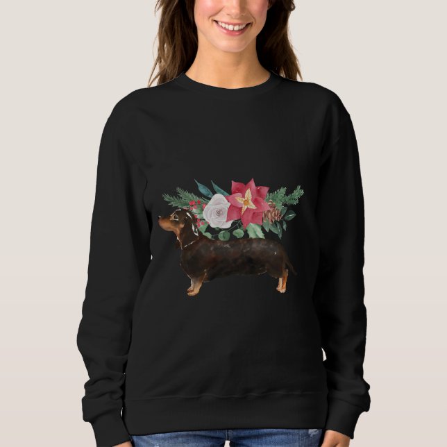 Christmas Dachshund Repeating Pattern Watercolor P Sweatshirt (Front)