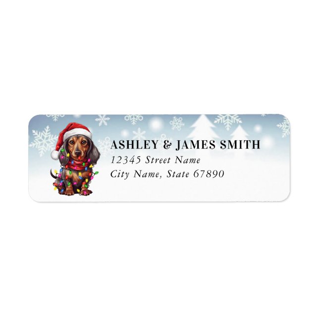 Christmas Dachshund Retourner l'adresse Étiquettes (Devant)
