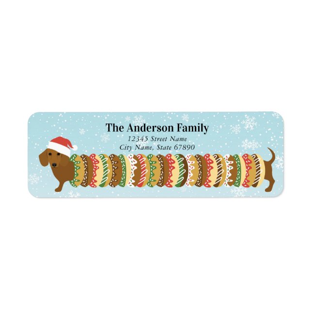 Christmas Dachshund Retourner l'adresse Étiquettes (Devant)