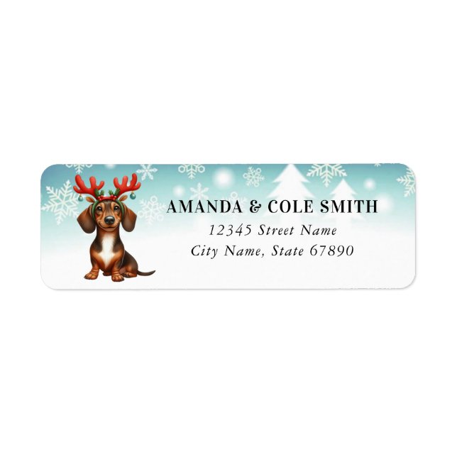Christmas Dachshund Retourner l'adresse Étiquettes (Devant)