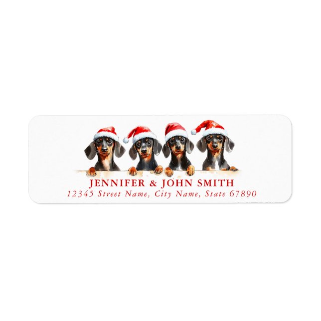 Christmas Dachshund Retourner l'adresse Étiquettes (Devant)