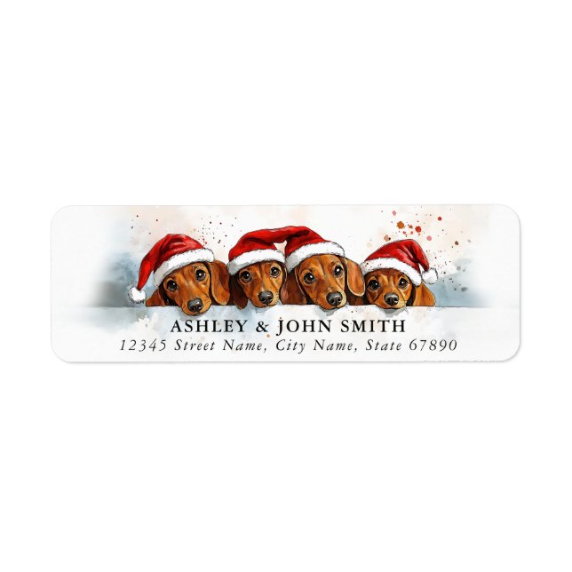 Christmas Dachshund Retourner l'adresse Étiquettes (Devant)