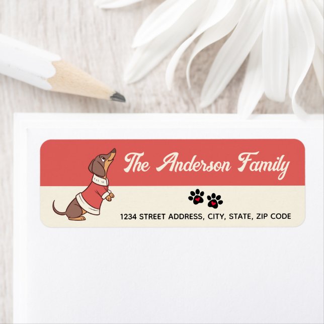 Christmas Dachshund Return Address Labels (Insitu)