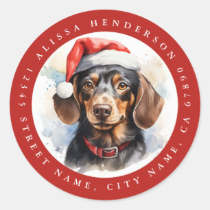 Christmas Dachshund Round Stickers