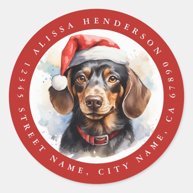 Christmas Dachshund Round Stickers (Front)