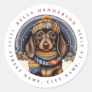 Christmas Dachshund Round Stickers