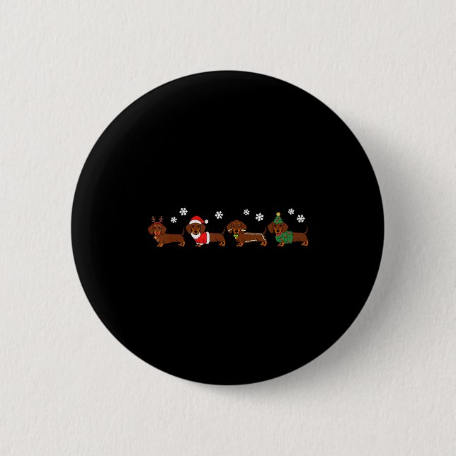Christmas Dachshund Santa Hat Dog Lover Dog Mom Do 2 Inch Round Button (Front)
