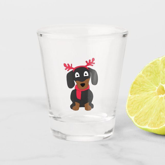 Christmas dachshund shot glass (Front)
