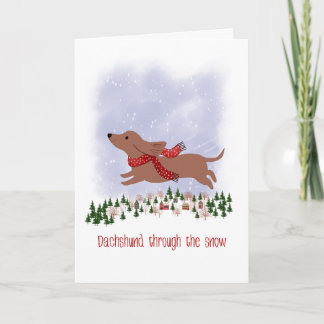 Christmas Dachshund Through the Snow Card