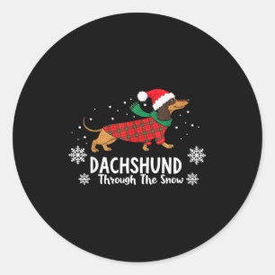 Christmas Dachshund Through The Snow Wiener Dog Sa Classic Round Sticker